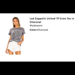 Madeworn Led Zeppelin United 77 Concert Tee- size small